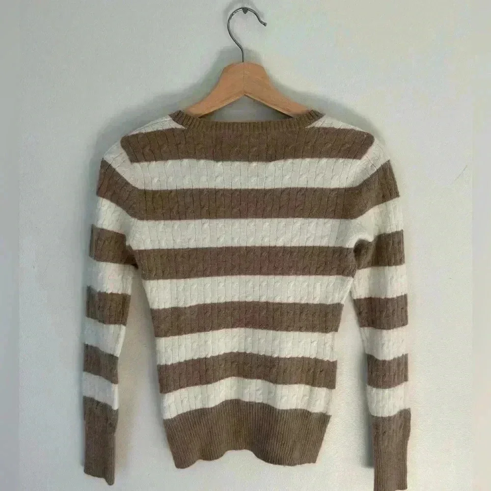 KAISELY angora rabbit/ woo blend stripped knit crew neck sweater sz M j crew